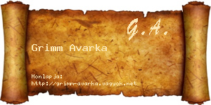 Grimm Avarka névjegykártya